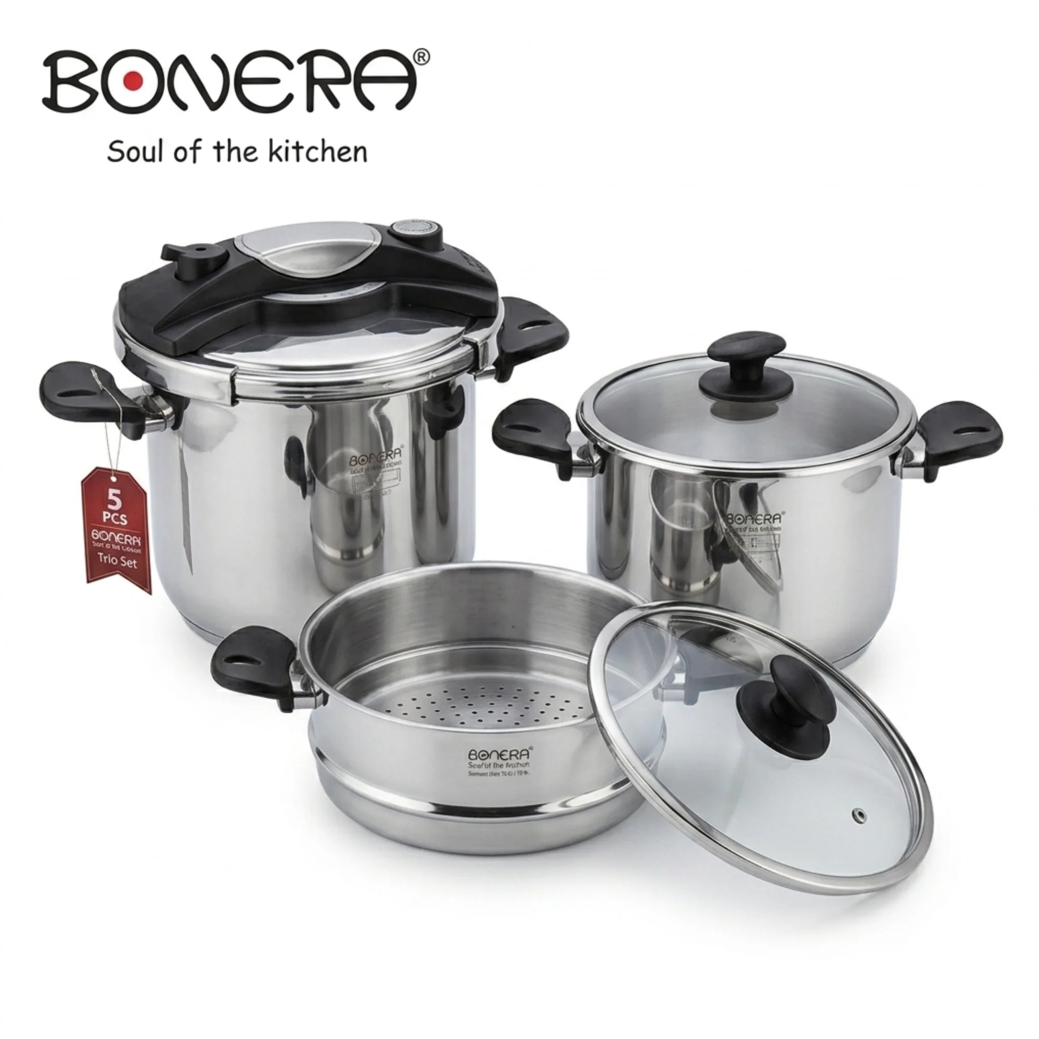 Service de Cuisson BONERA 5 pcs | Couscoussier 4L + Cocotte 6L