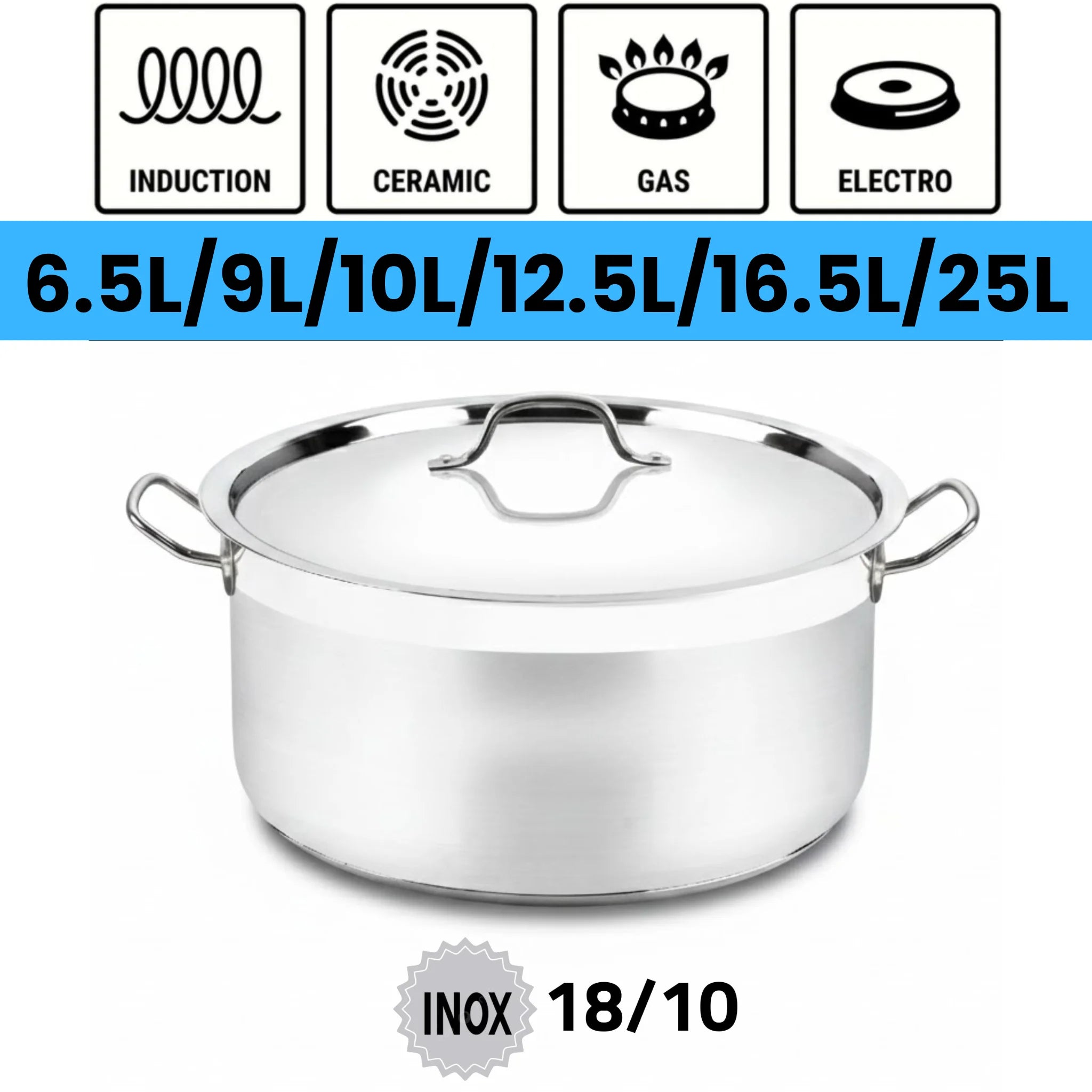 Marmite Inox Schleizer 18/10 – Tous Feux Induction – 6,5L à 16,5L
