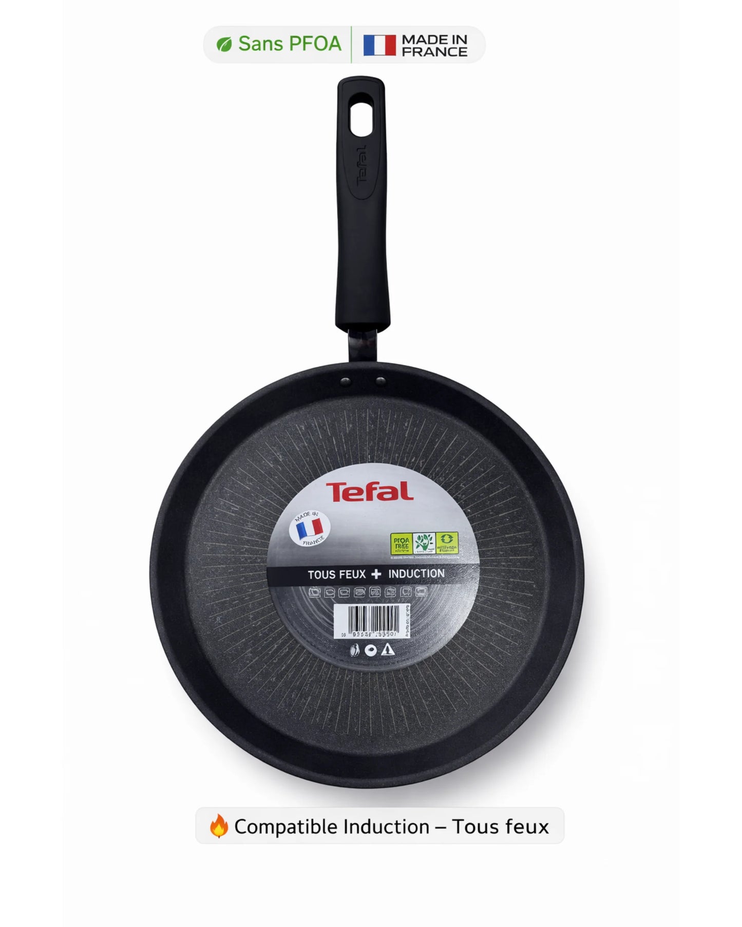 Poêle Tefal Antiadhésive – Sans PFOA – Tous feux –30cm- Made in France MT05