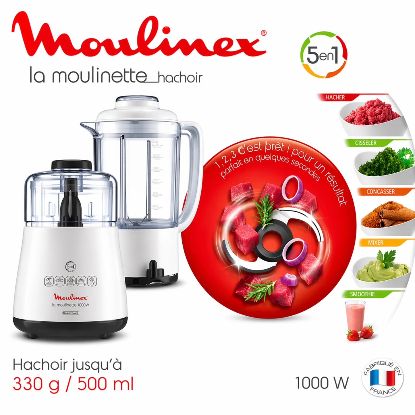 Hachoir Moulinex La Moulinette 5 en 1-1000W