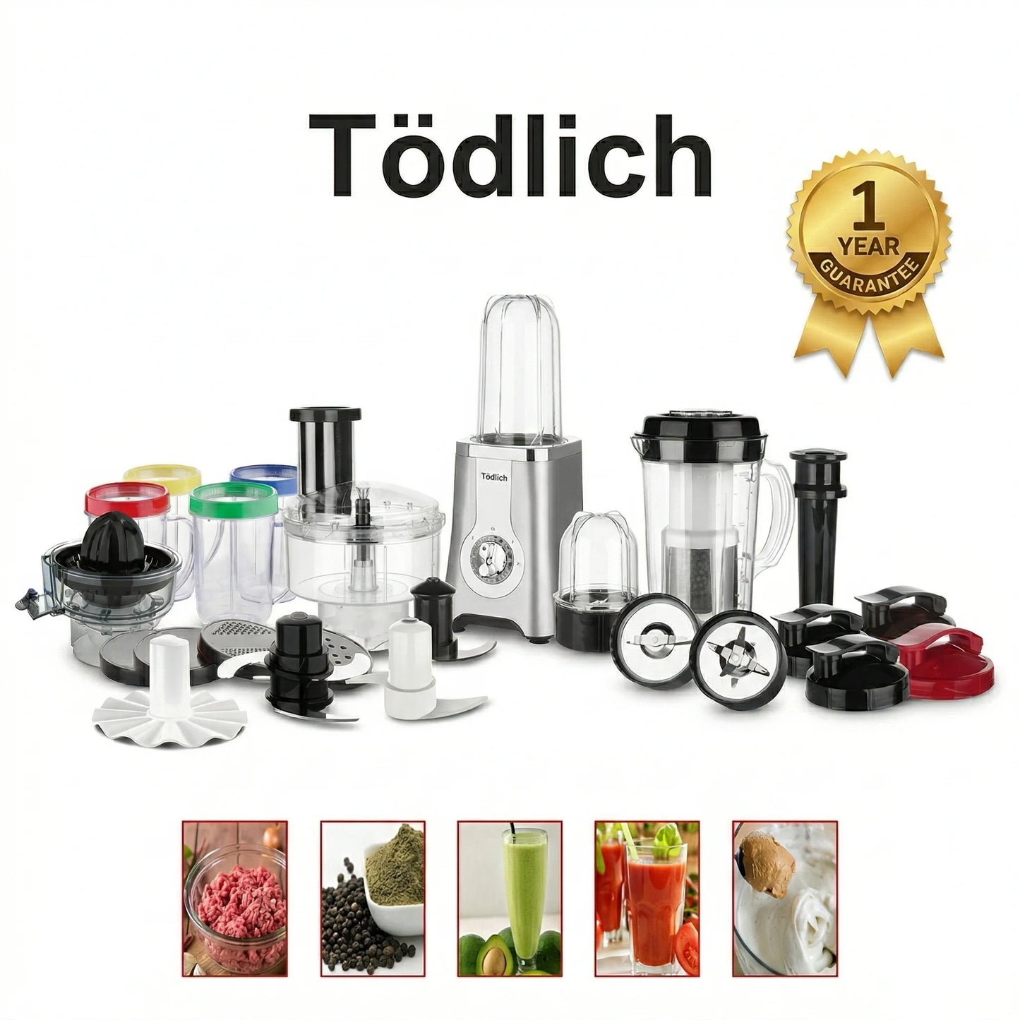 Robot de Cuisine Multifonction Tödlich | Blender, Hachoir et Mixeur