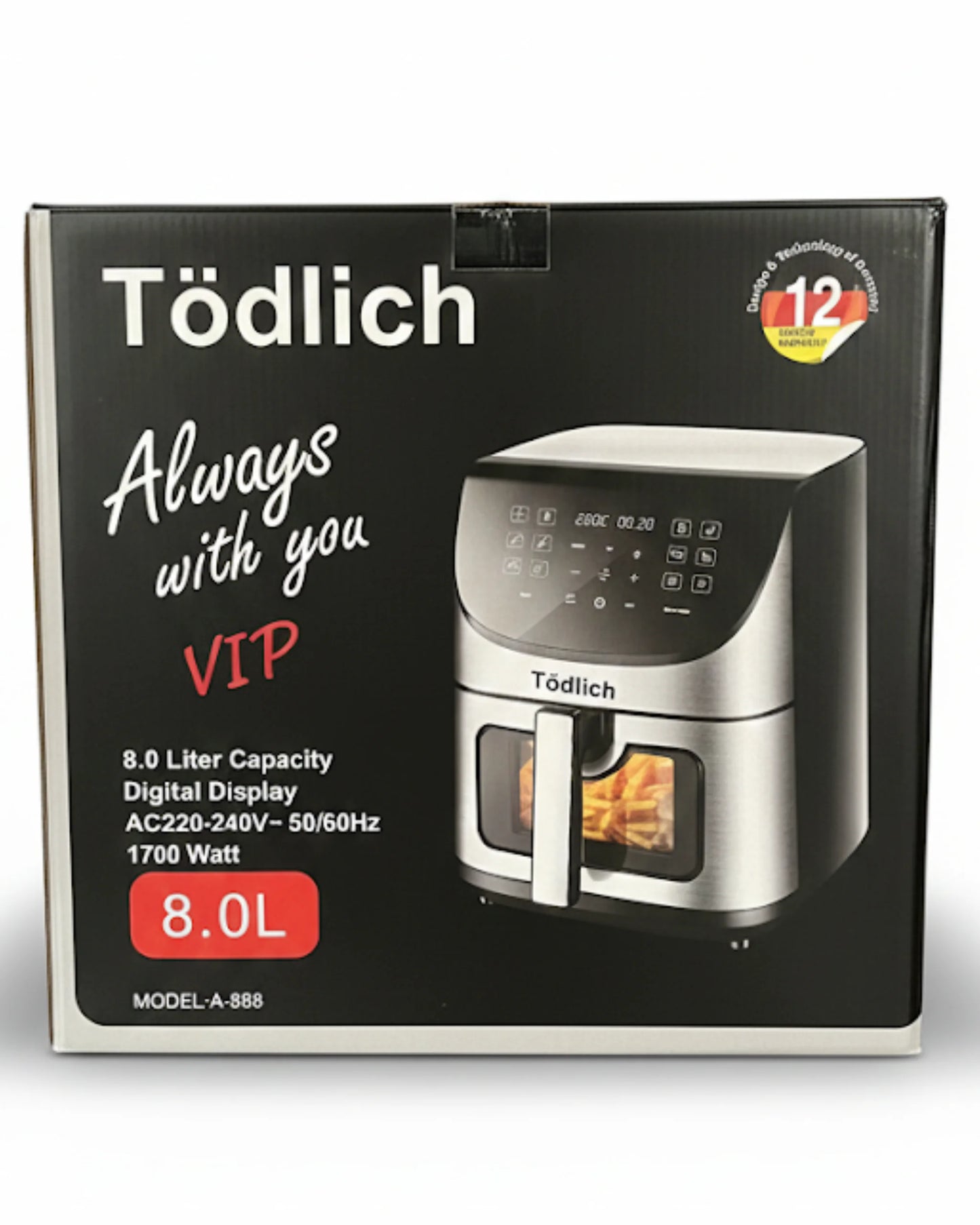 Air Fryer Tödlich VIP 8L – Friteuse à Air Chaud Digitale 1700W – Sans Huile