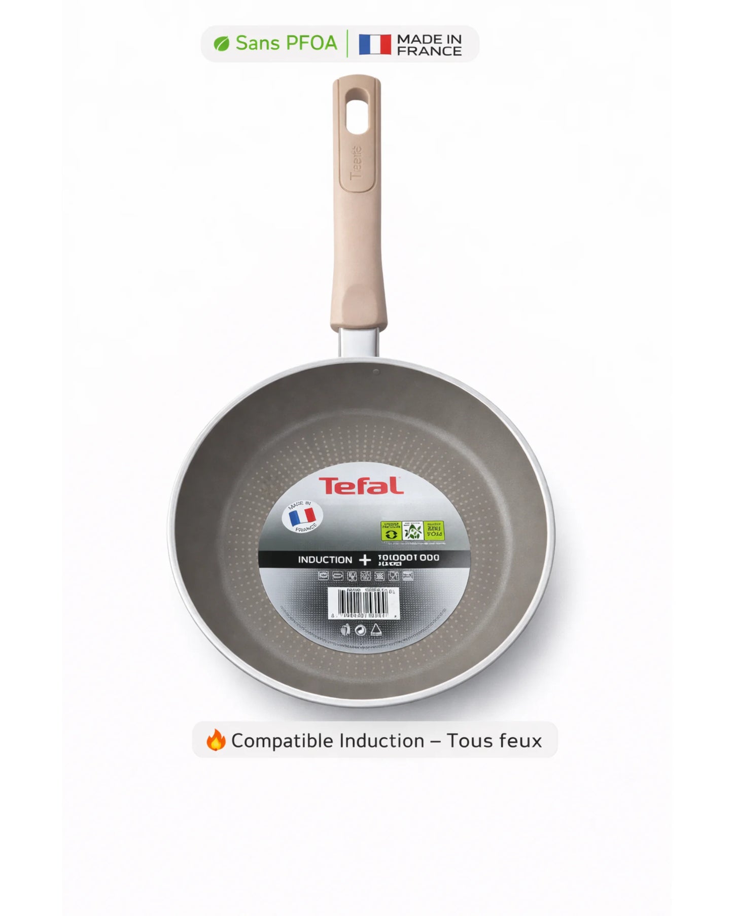 Poêle Tefal Antiadhésive – Sans PFOA – Tous feux –25cm- Made in France MT08