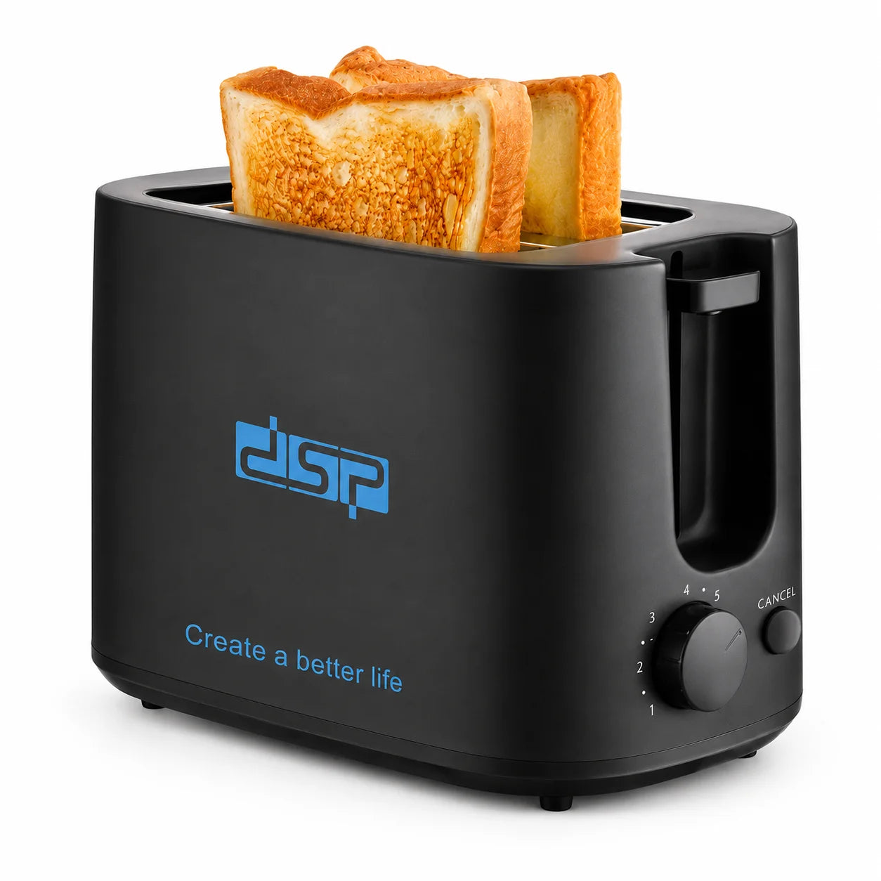 Grille-Pain DSP 2 Tranches 750W – Toaster Électrique Compact avec 7 Niveaux de Chauffe