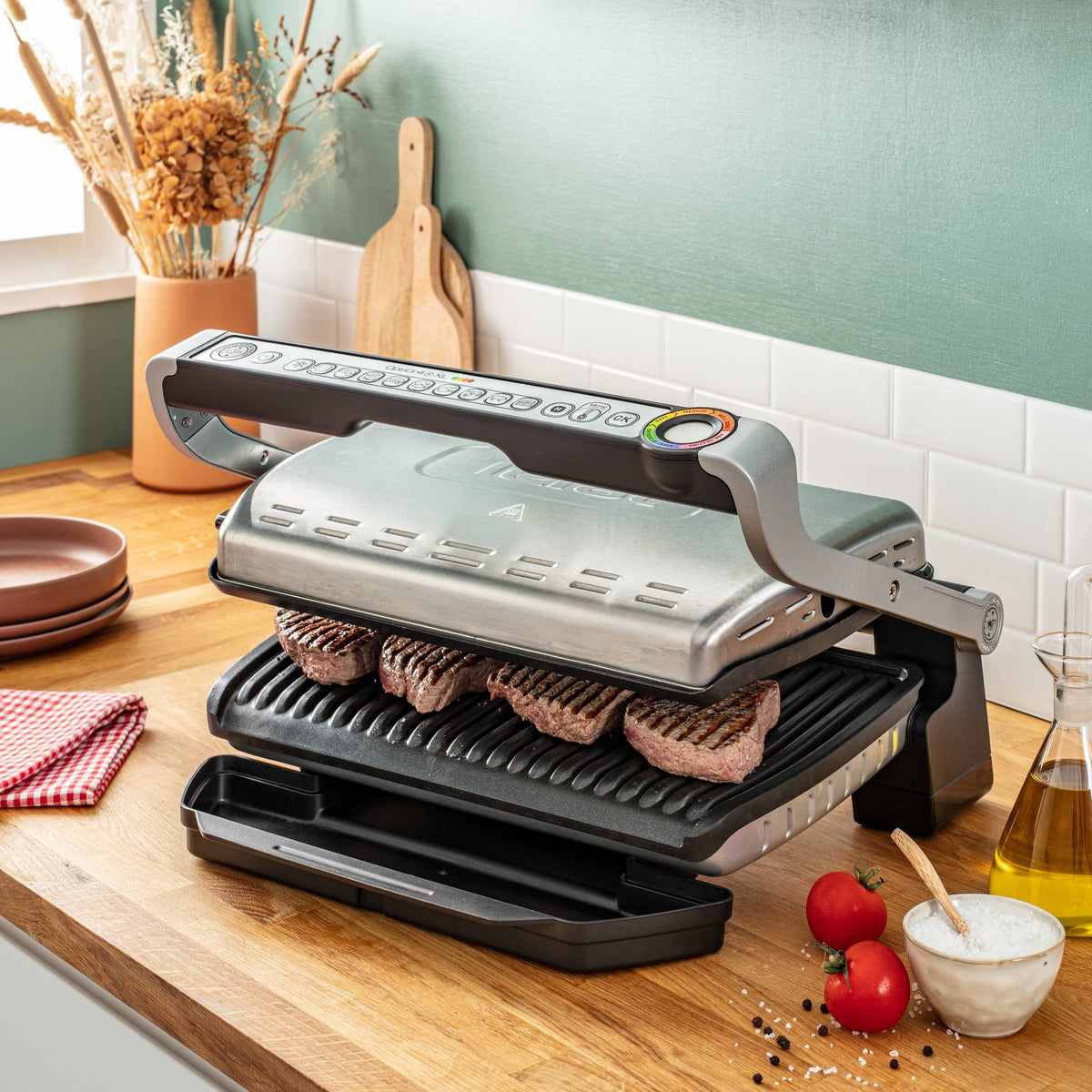 Tefal OptiGrill+ XL 2000W – Grill Intelligent XL avec 9 Programmes Automatiques et Capteur de Cuisson