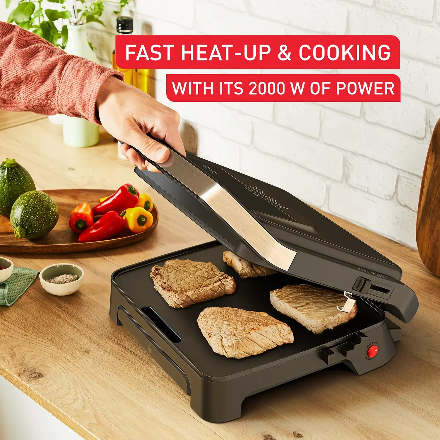 Moulinex Inicio 2 en 1 Panini & Grill 2000W – Appareil à Panini et Grill Multifonction