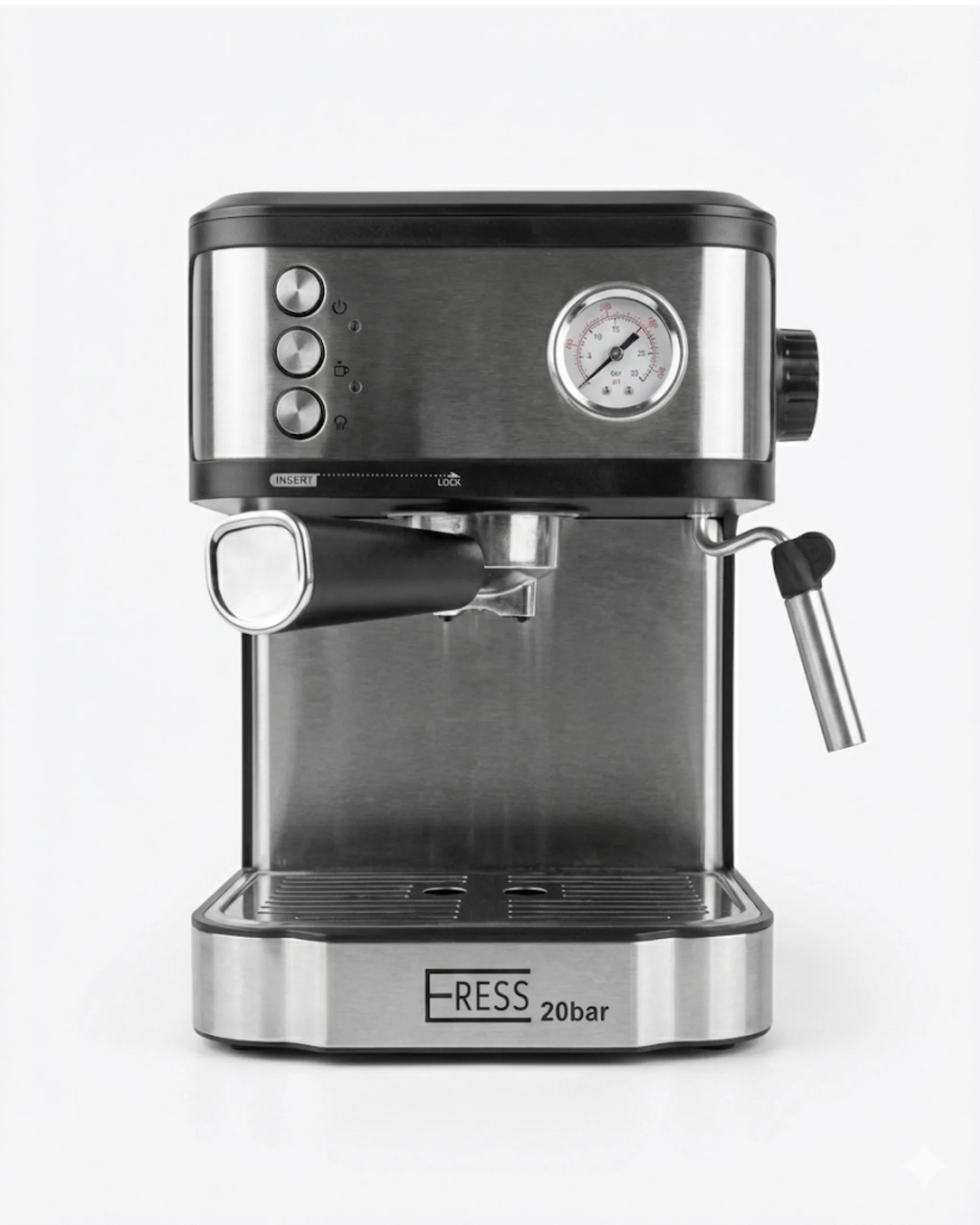 Machine à Café Espresso Inox 20 Bar avec Manomètre & Buse Vapeur – FRESS