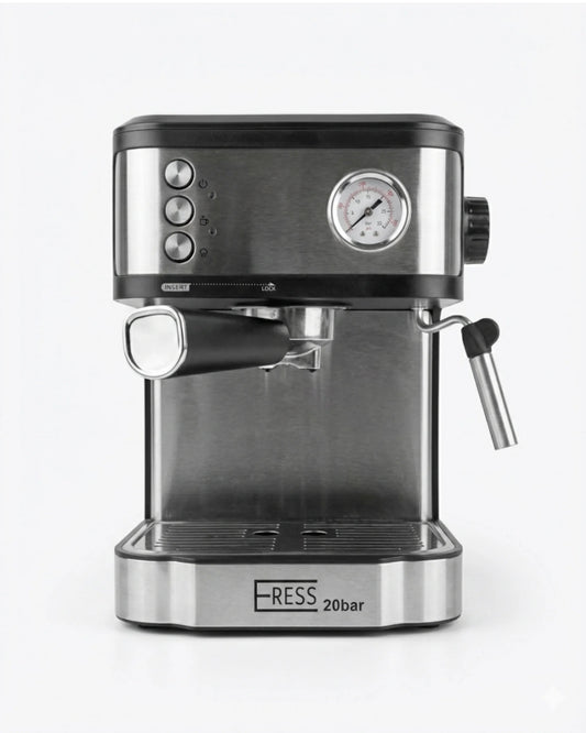 Machine à Café Espresso Inox 20 Bar avec Manomètre & Buse Vapeur – FRESS