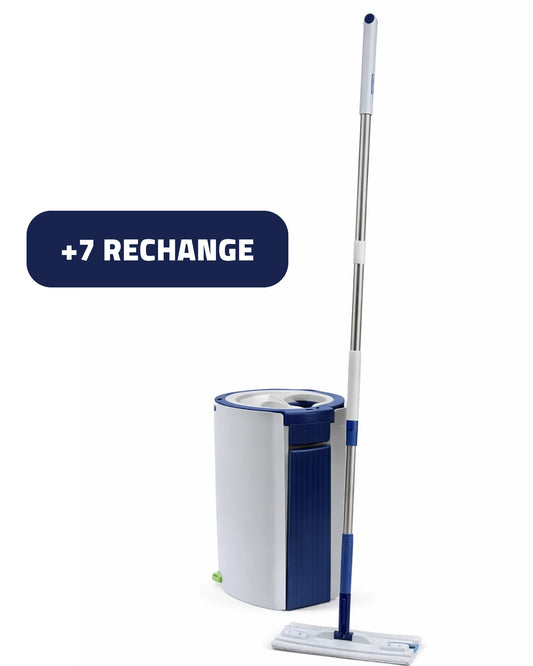 Seau Balai Essoreur Rotatif avec Serpillière  – +7 Recharges – Nettoyage Facile