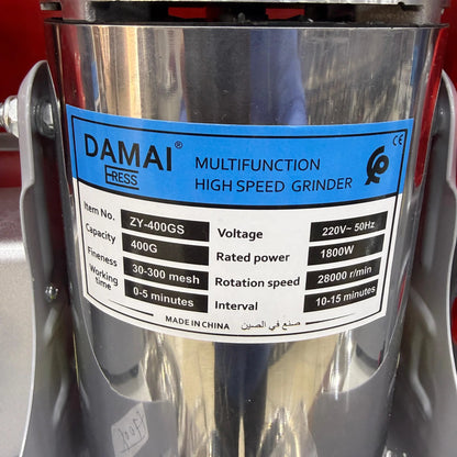 Moulin Électrique Professionnel DAMAI en Inox – 150g a 1000g