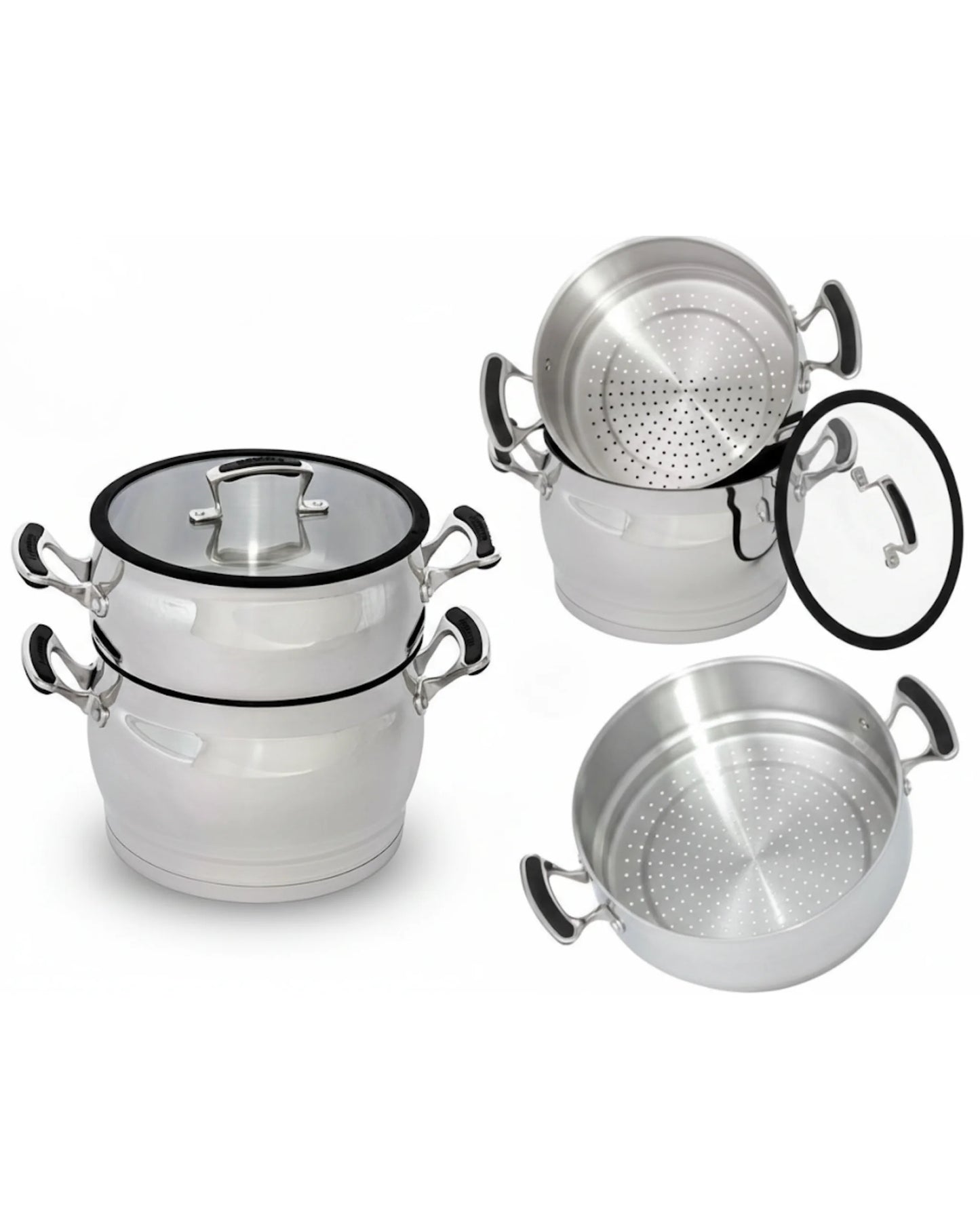 Couscoussière Inox avec Panier Vapeur – 3 Capacités ( 4L / 6L / 8L / 12L / 16L) – Cuisson Saine – Tous Feux
