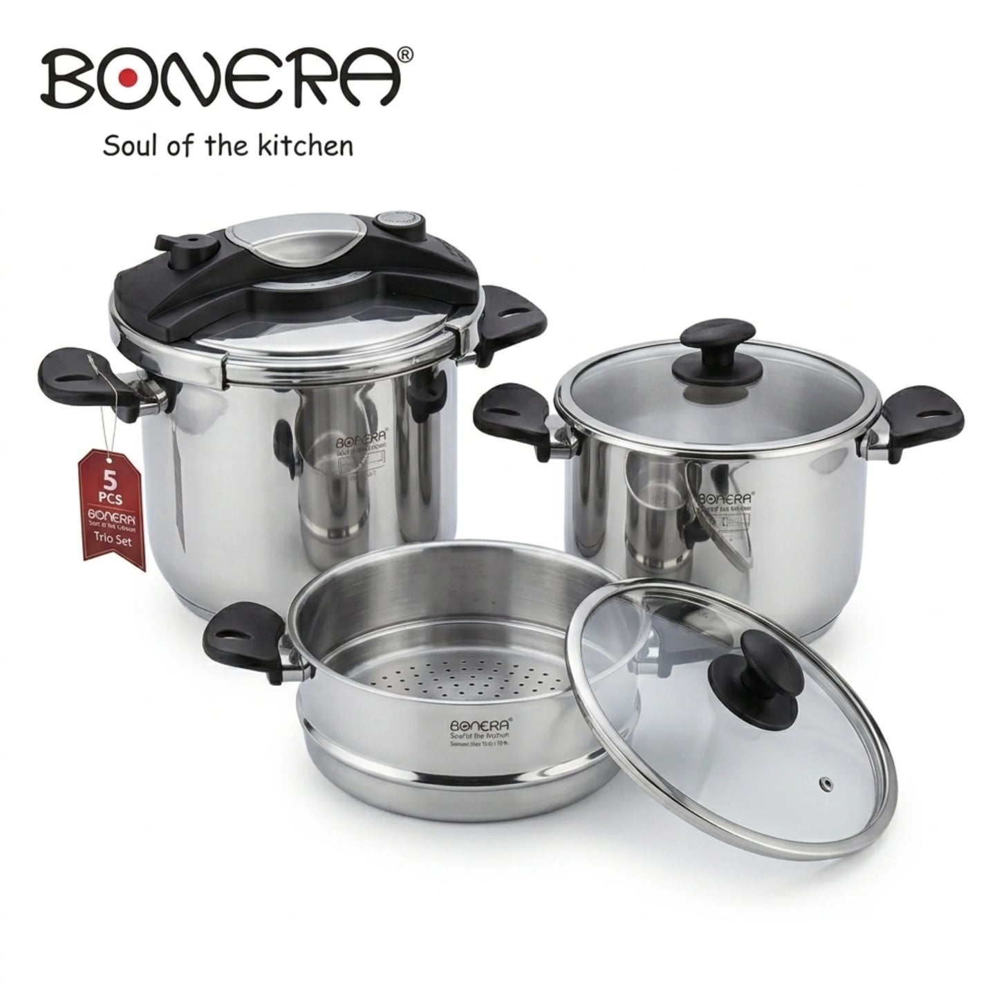 Service de Cuisson BONERA 5 pcs  | Couscoussier 4L + Cocotte 6L