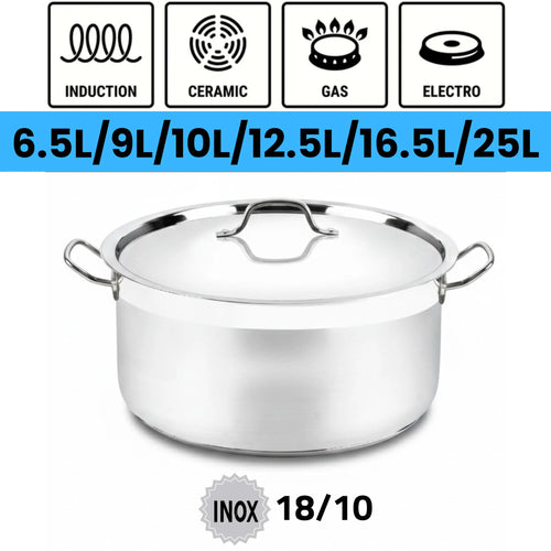 Marmite INOX Schleizer 18/10 – Tous Feux Induction – 6.5L à 16.5L – Acier Inoxydable Haute Qualité