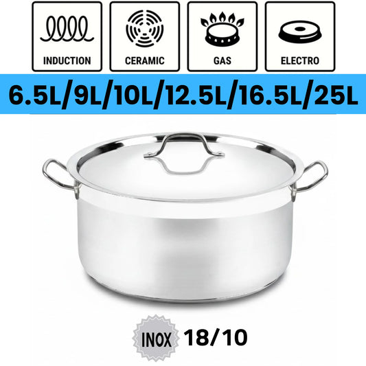 Marmite INOX Schleizer 18/10 – Tous Feux Induction – 6.5L à 16.5L – Acier Inoxydable Haute Qualité