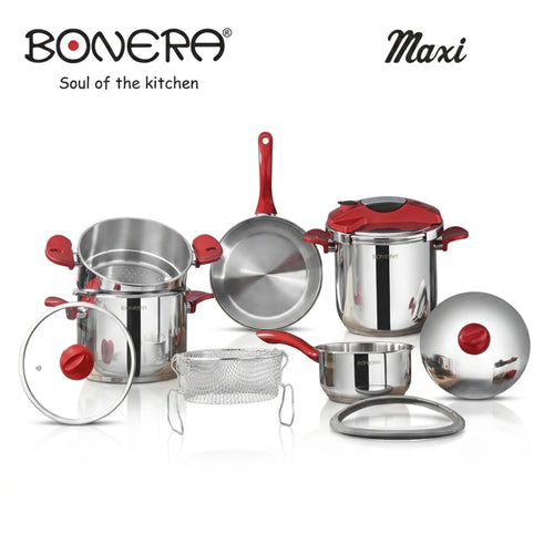 Service de Cuisson BONERA 10 pcs Inox 304 | Couscoussier 6L + Cocotte 8L
