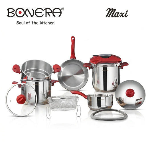 Service de Cuisson BONERA 10 pcs Inox 304 | Couscoussier 6L + Cocotte 8L