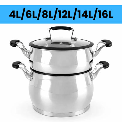 Couscoussière Inox avec Panier Vapeur – 3 Capacités ( 4L / 6L / 8L / 12L / 16L) – Cuisson Saine – Tous Feux