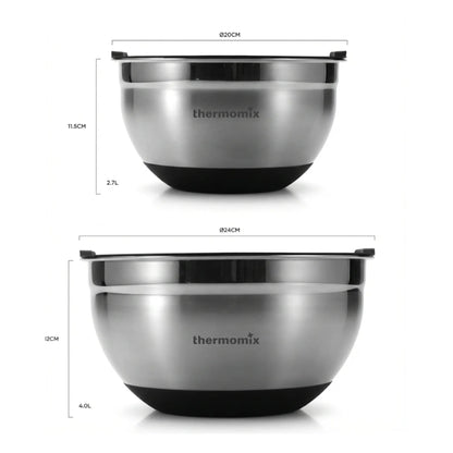 Set de Bols en Acier Inox Masterpro – 20 cm & 24 cm – Avec Couvercles – Antidérapants