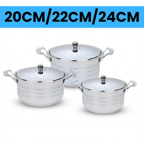 Pack Schleizer 3 Casseroles en Inox – 20/22/24 cm – Qualité Premium 100% Inox