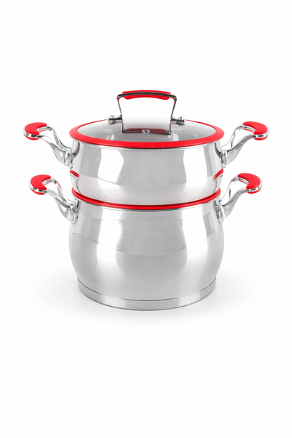 Couscoussière Inox avec Panier Vapeur – 3 Capacités ( 4L / 6L / 8L / 12L / 16L) – Cuisson Saine – Tous Feux