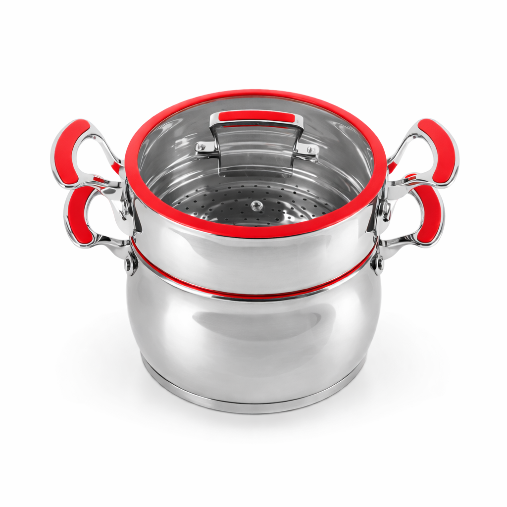 Couscoussière Inox avec Panier Vapeur – 3 Capacités ( 4L / 6L / 8L / 12L / 16L) – Cuisson Saine – Tous Feux