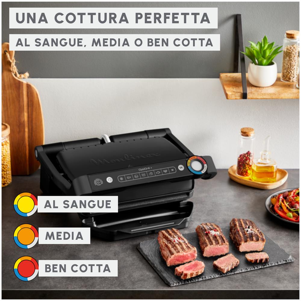 Moulinex OptiGrill+ – Grill Intelligent Électrique avec Cuisson Automatique de Viande
