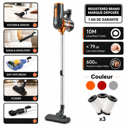 Aspirateur Balai Kalor Original 600W avec Câble 10M, Filtres x3
