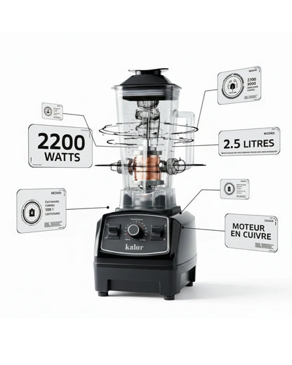 Blender Professionnel Kalor Safe Kitchen – Moteur Puissant – Vitesses Réglables – Usage Intensif