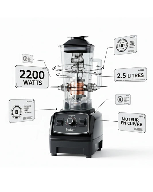 Blender Professionnel Kalor Safe Kitchen – Moteur Puissant – Vitesses Réglables – Usage Intensif