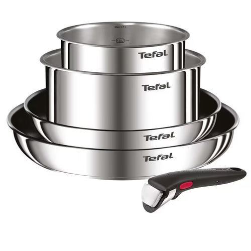 Batterie de Cuisine Tefal Inox – Set Empilable avec Manche Amovible – Tous Feux Induction